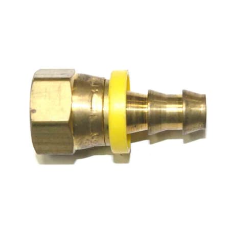Interstate Pneumatics Easy Lock Brass Hose Fittings, Connectors, 3/8" Push-Lock Barb x 3/8" Swivel Female NPT End, PK 6 FL266-D6